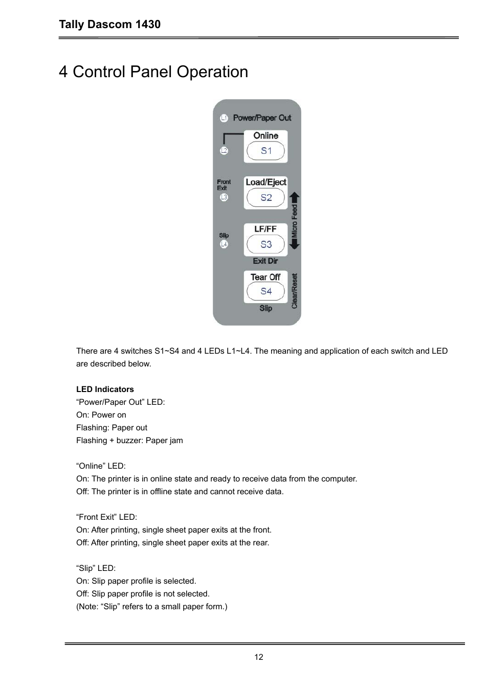4 control panel operation | Dascom 1430 User Guide User Manual | Page 26 / 100