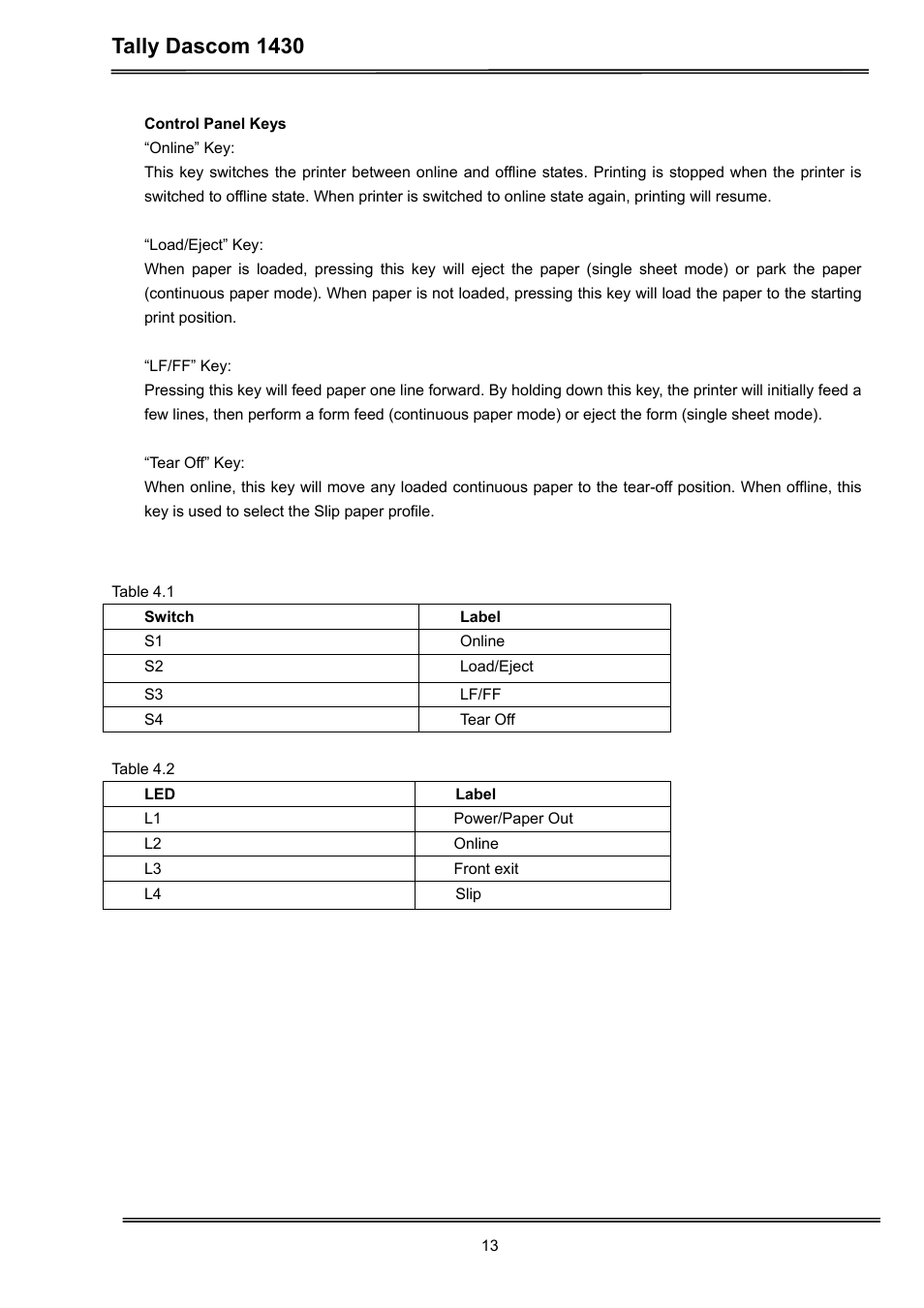 Tally dascom 1430 | Dascom 1430 User Guide User Manual | Page 27 / 100