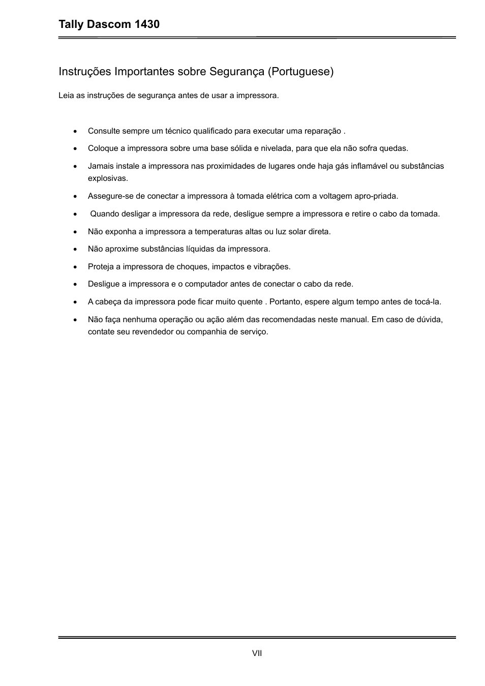 Tally dascom 1430 | Dascom 1430 User Guide User Manual | Page 9 / 100