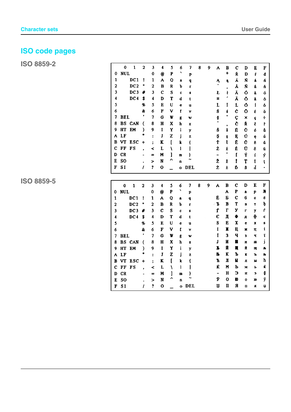 Iso 8859-2, Iso 8859-5, Iso code pages | Dascom T5040 User Guide User Manual | Page 112 / 146