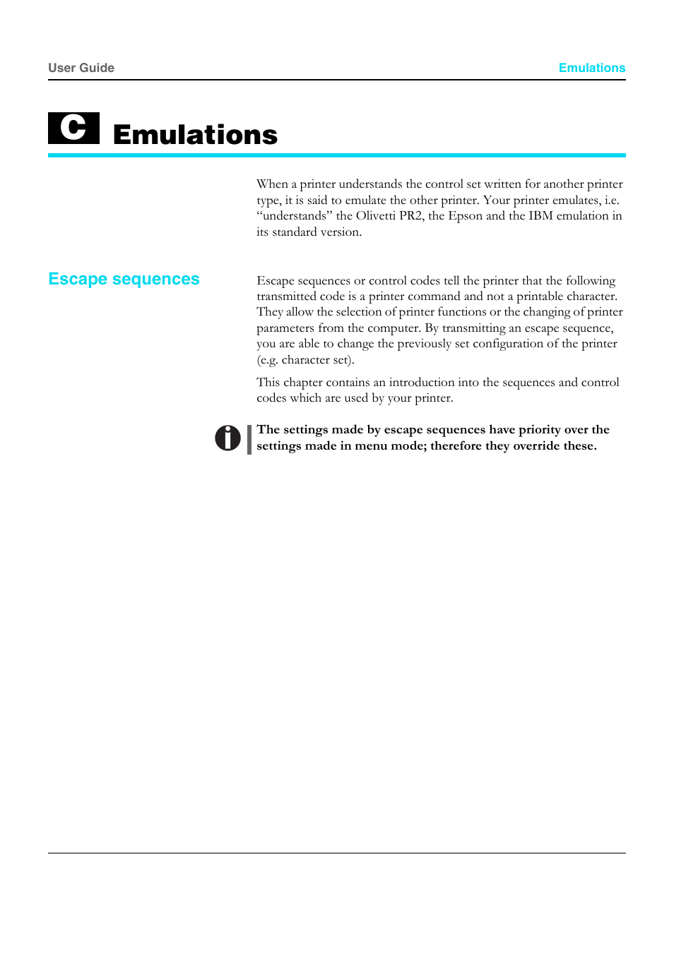 Emulations, Escape sequences, Appendix c | Deals with progra | Dascom T5040 User Guide User Manual | Page 117 / 146
