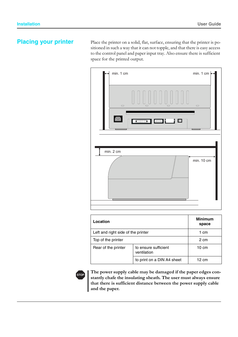 Placing your printer | Dascom T5040 User Guide User Manual | Page 14 / 146