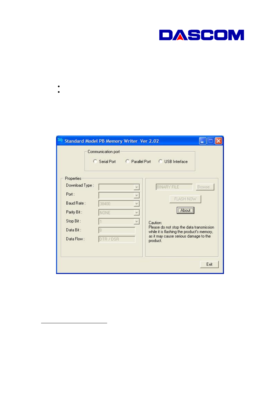 Operating environment, Main functions and scope of t5040 flash utility, Description of gui | Of t5040 flash utility | Dascom T5040 Flash Utility Operation Manual User Manual | Page 2 / 4