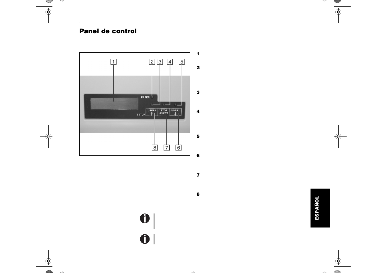 Panel de control | Dascom T5040 Quick Start Guide User Manual | Page 109 / 124