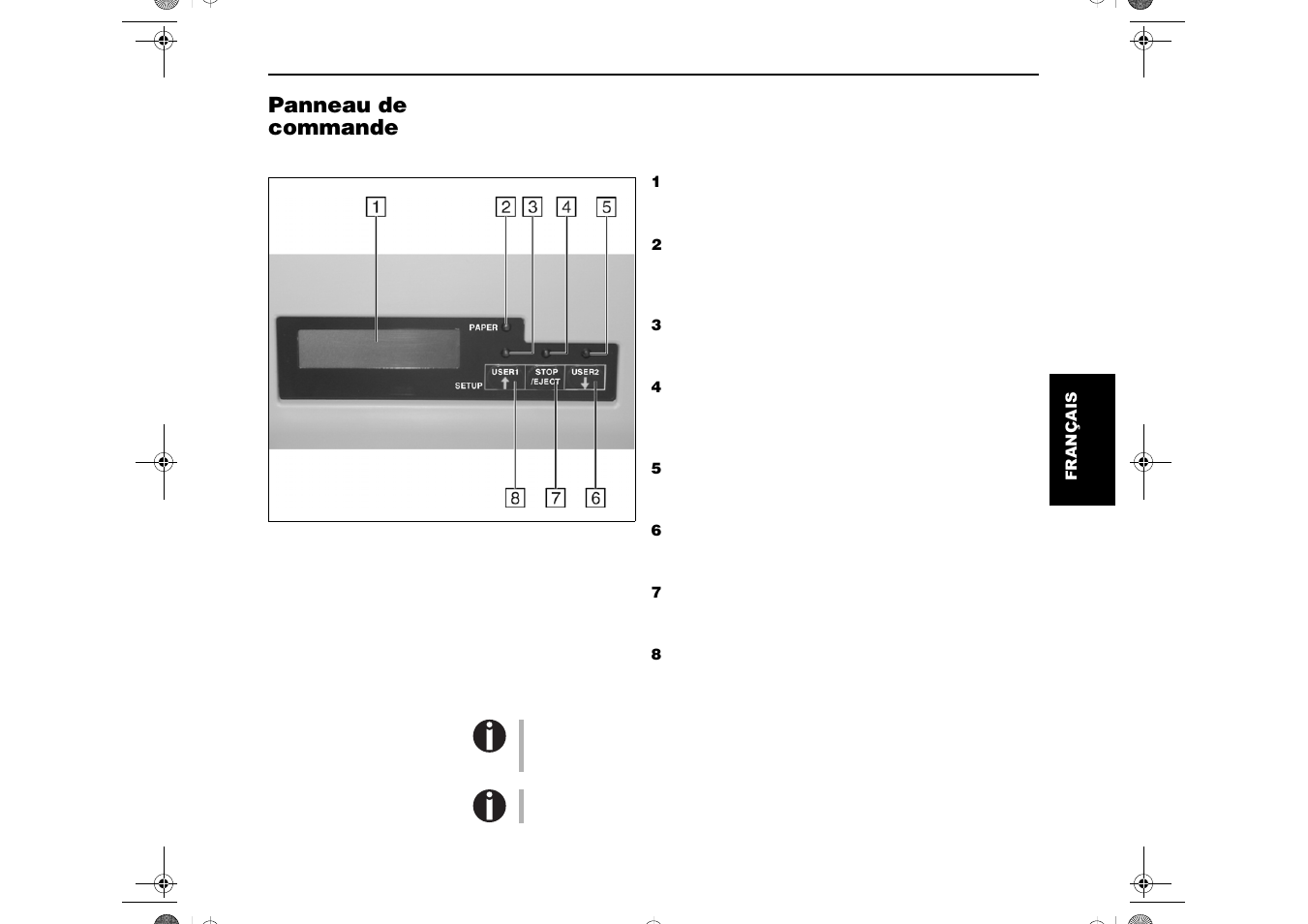 Panneau de commande | Dascom T5040 Quick Start Guide User Manual | Page 61 / 124