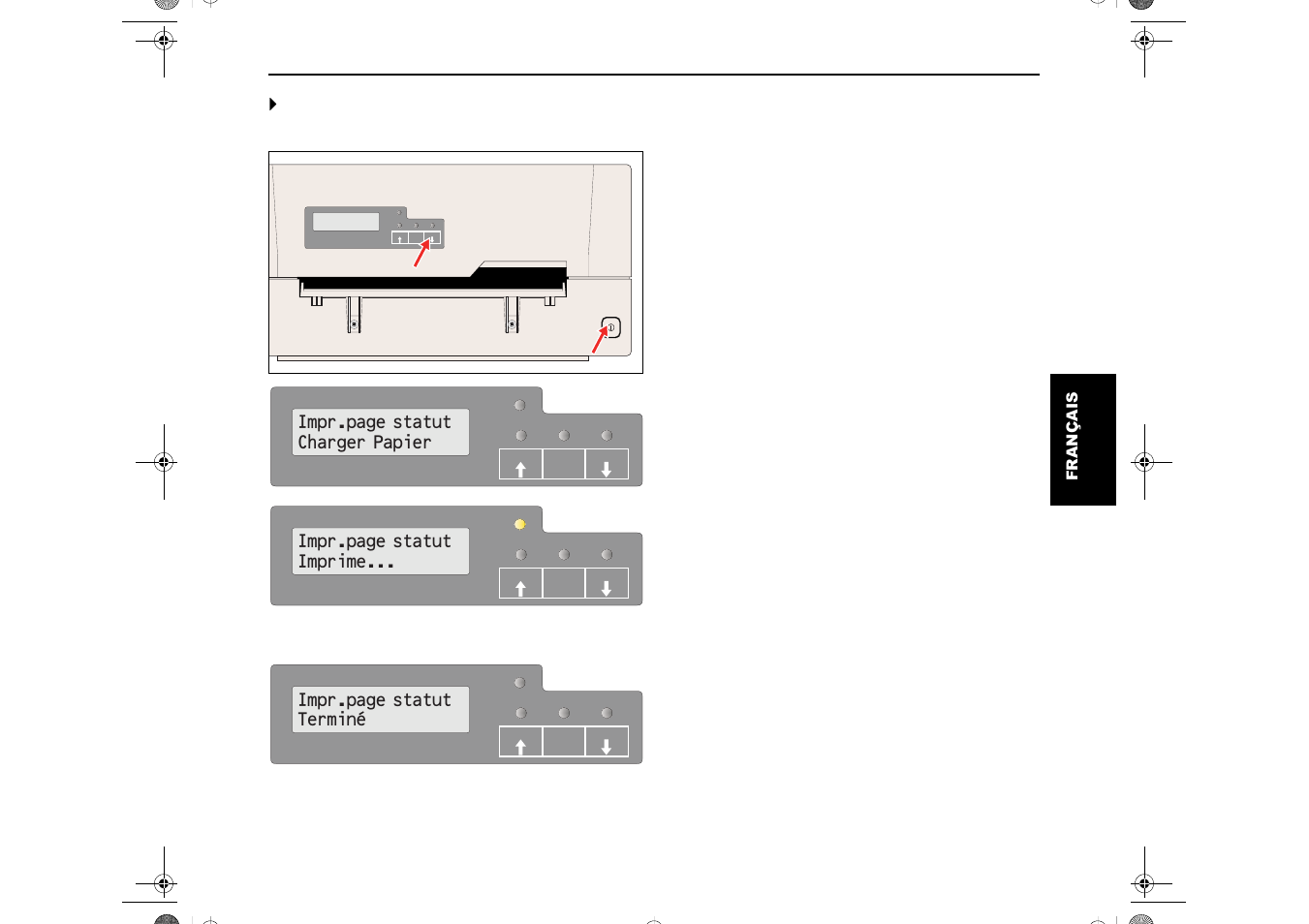 Impr.page statut charger papier, Impr.page statut imprime, Impr.page statut termine | Dascom T5040 Quick Start Guide User Manual | Page 71 / 124