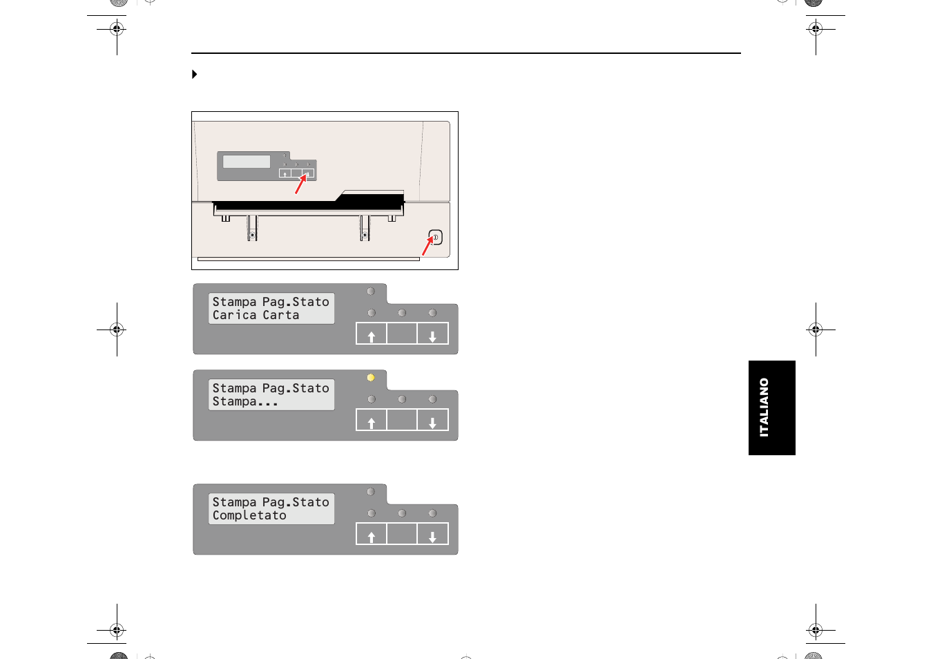 Stampa pag.stato carica carta, Stampa pag.stato stampa, Stampa pag.stato completato | Dascom T5040 Quick Start Guide User Manual | Page 95 / 124