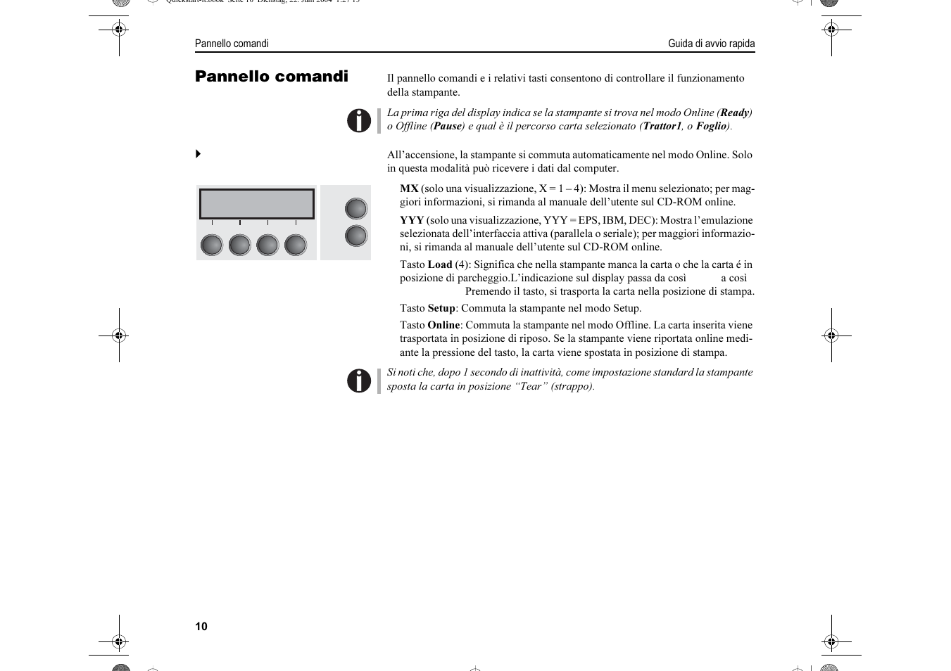 Pannello comandi | Dascom LA550W Quick Start Guide User Manual | Page 104 / 156