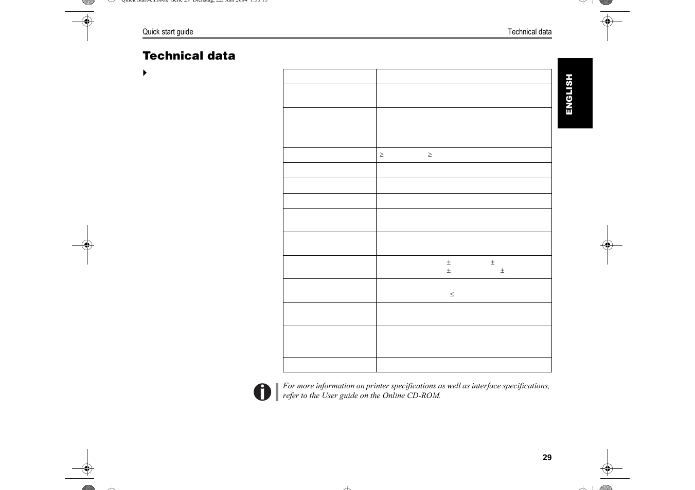 Technical data | Dascom LA550W Quick Start Guide User Manual | Page 31 / 156