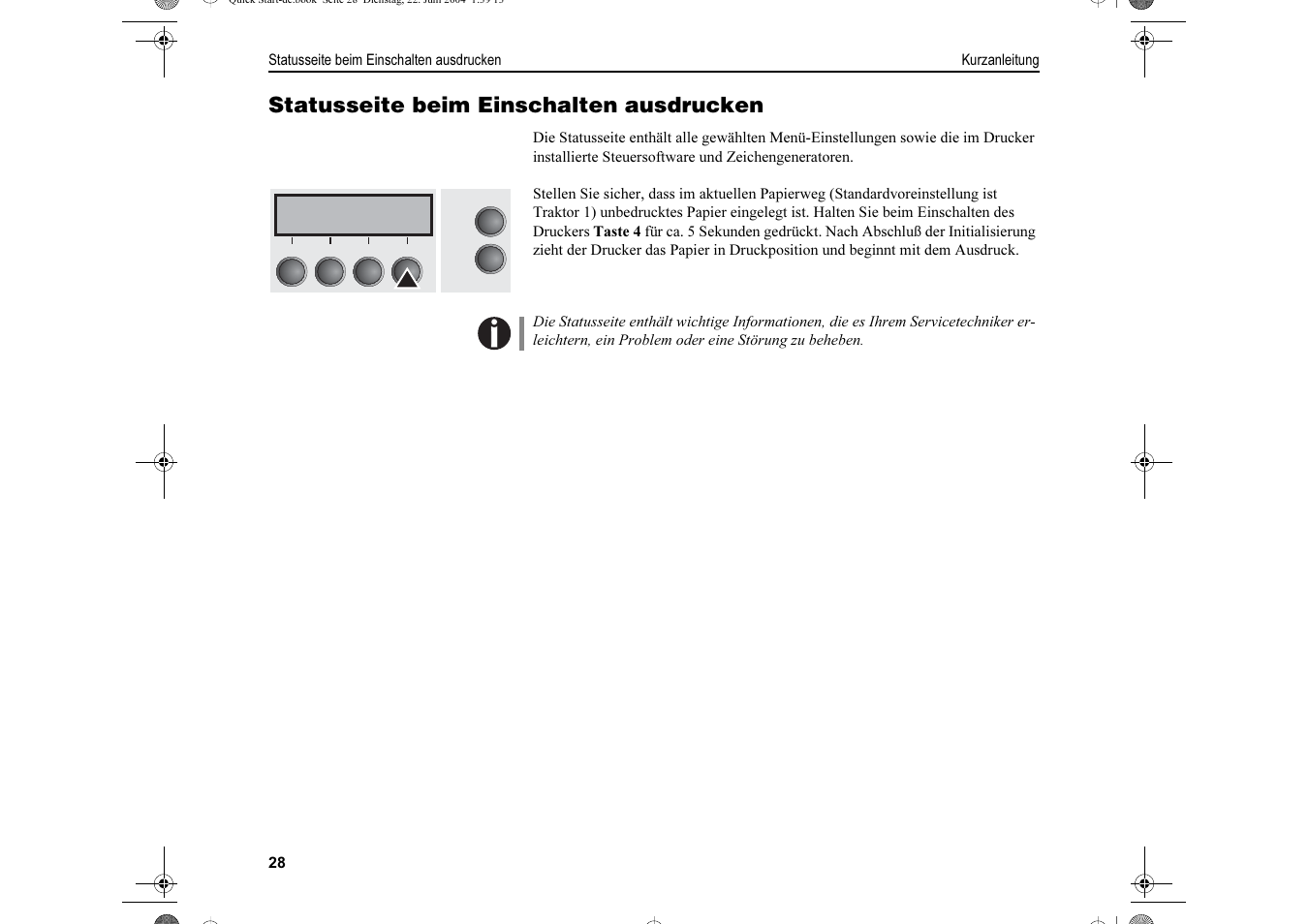 Statusseite beim einschalten ausdrucken | Dascom LA550W Quick Start Guide User Manual | Page 60 / 156