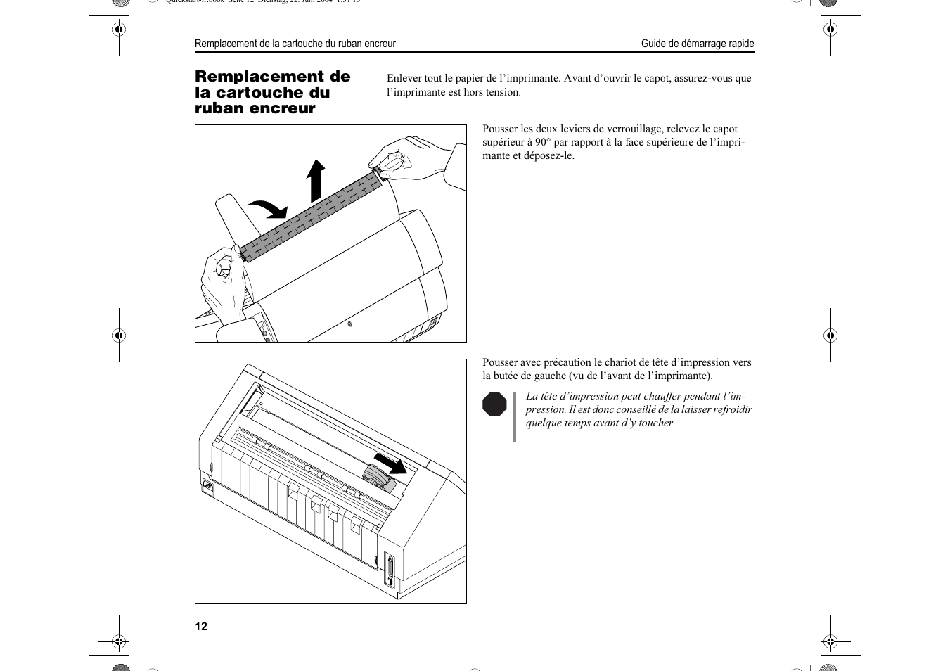 Remplacement de la cartouche du ruban encreur | Dascom LA550W Quick Start Guide User Manual | Page 76 / 156