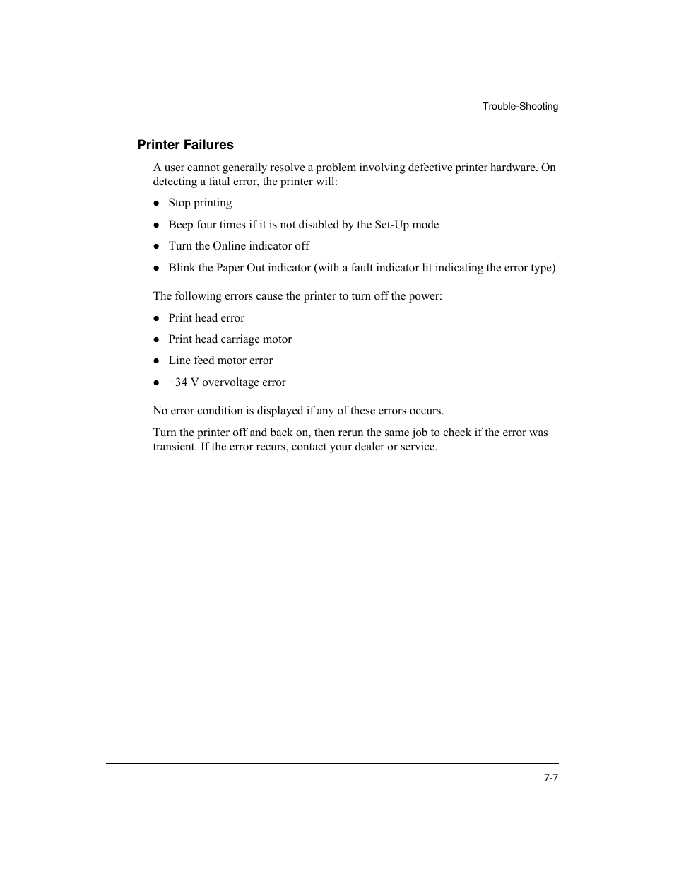 Printer failures | Dascom LA48N/LA48W User Guide User Manual | Page 119 / 206