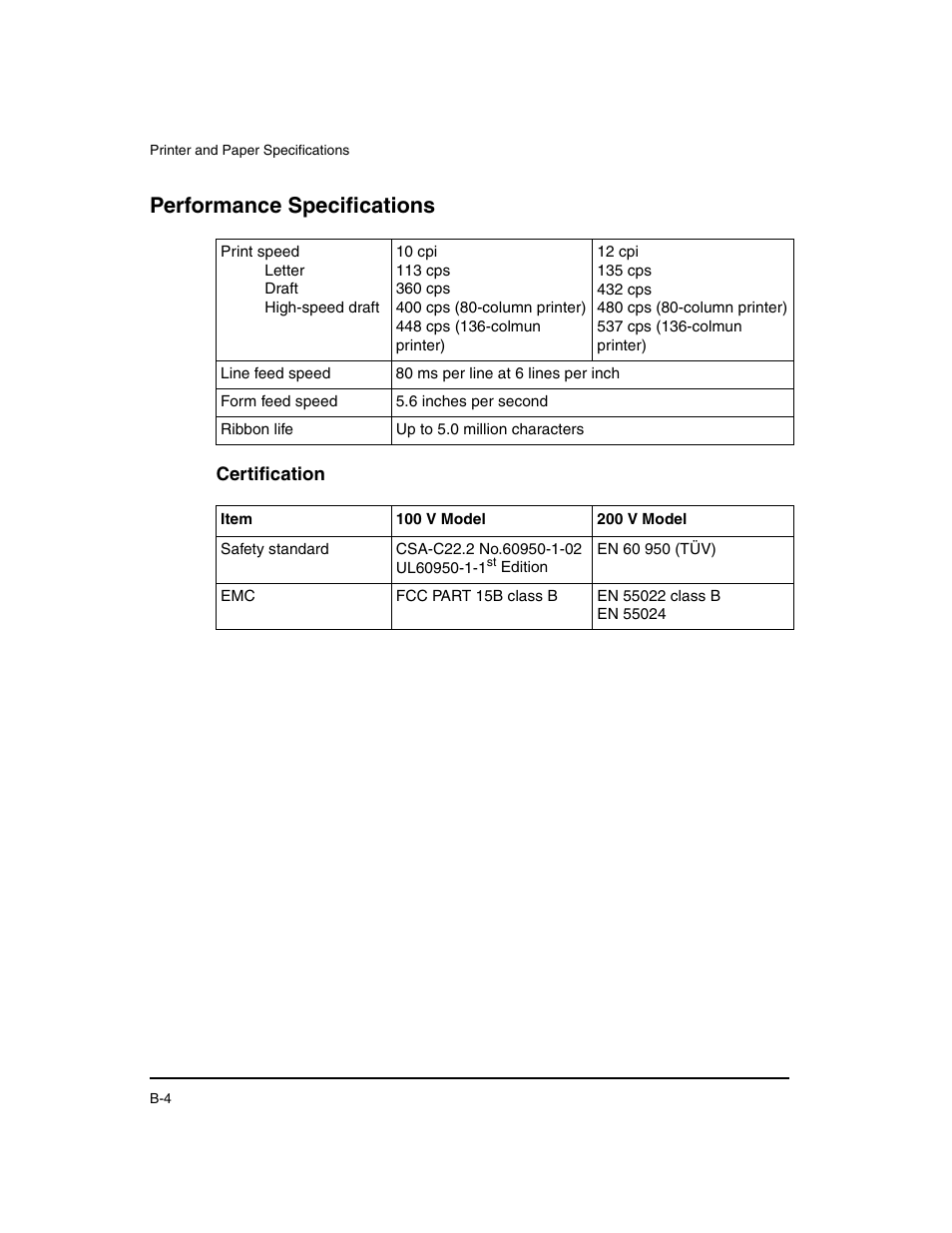 Performance specifications, Certification | Dascom LA48N/LA48W User Guide User Manual | Page 128 / 206