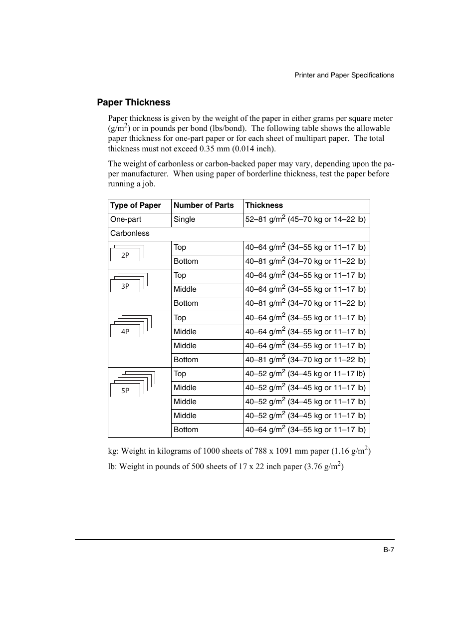 Paper thickness | Dascom LA48N/LA48W User Guide User Manual | Page 131 / 206