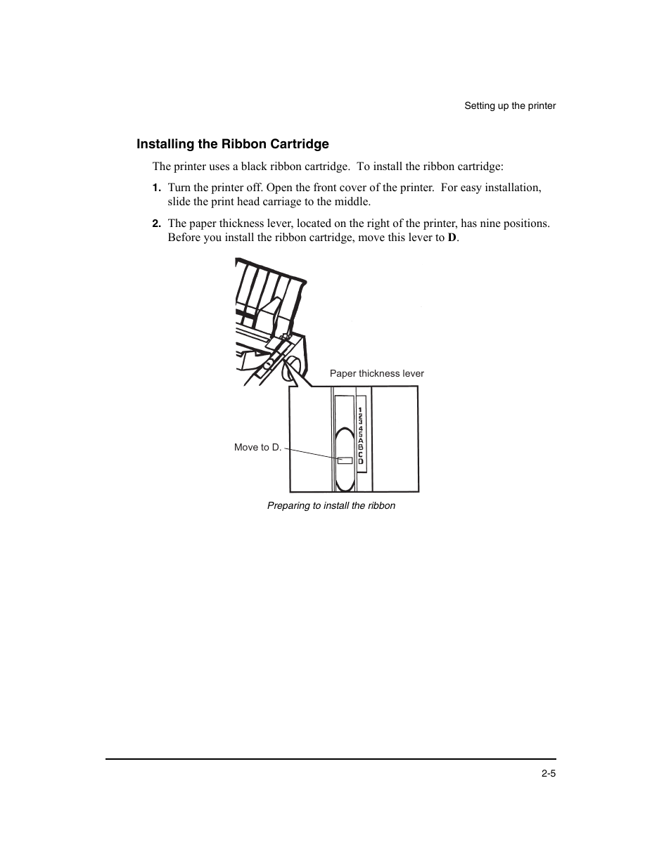 Installing the ribbon cartridge | Dascom LA48N/LA48W User Guide User Manual | Page 15 / 206