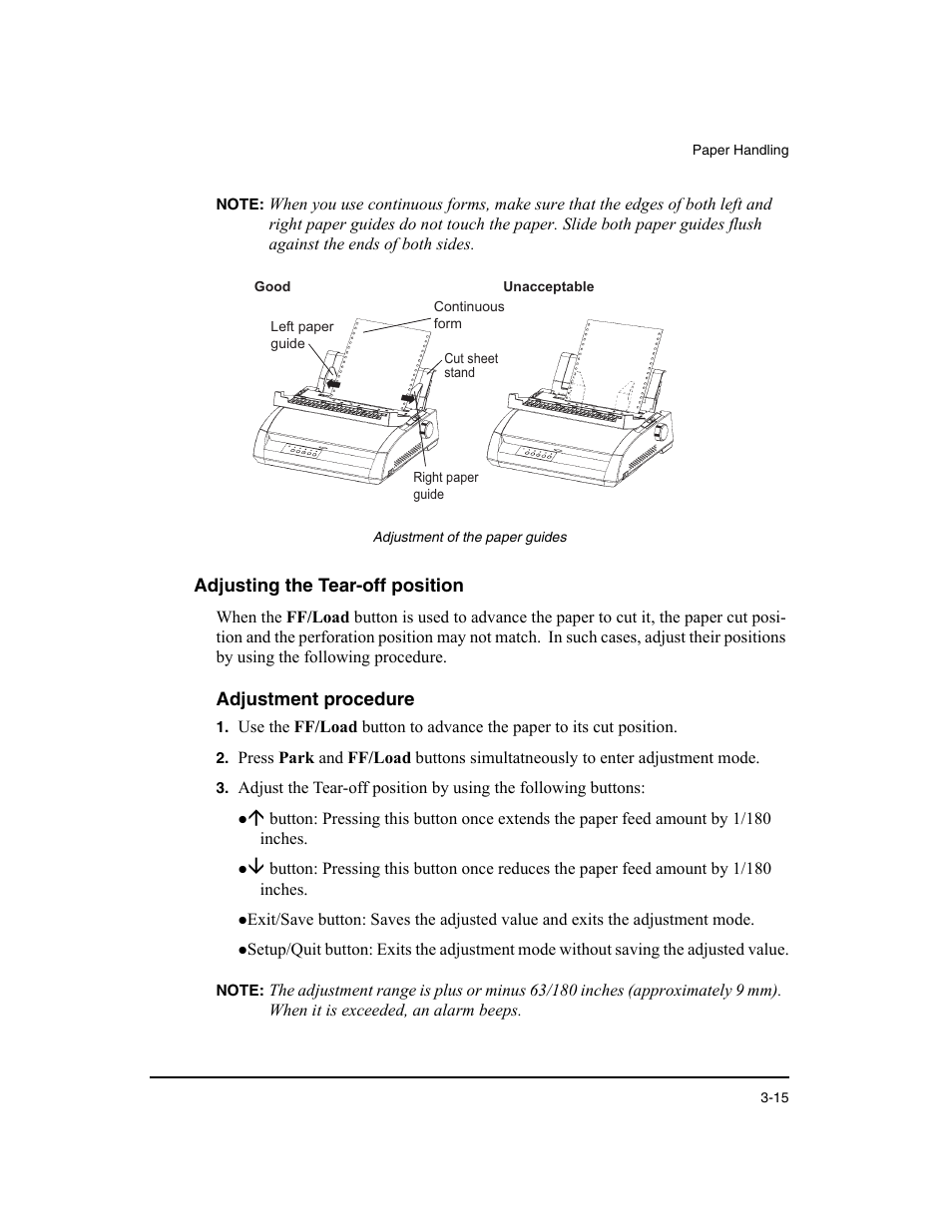 Adjusting the tear-off position, Adjustment procedure | Dascom LA48N/LA48W User Guide User Manual | Page 47 / 206
