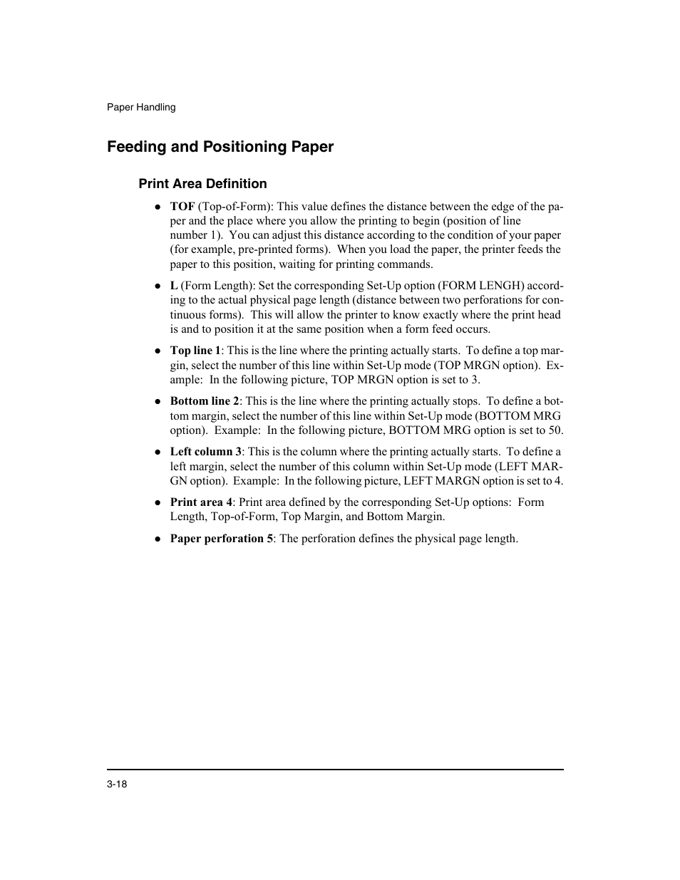Feeding and positioning paper, Print area definition | Dascom LA48N/LA48W User Guide User Manual | Page 50 / 206