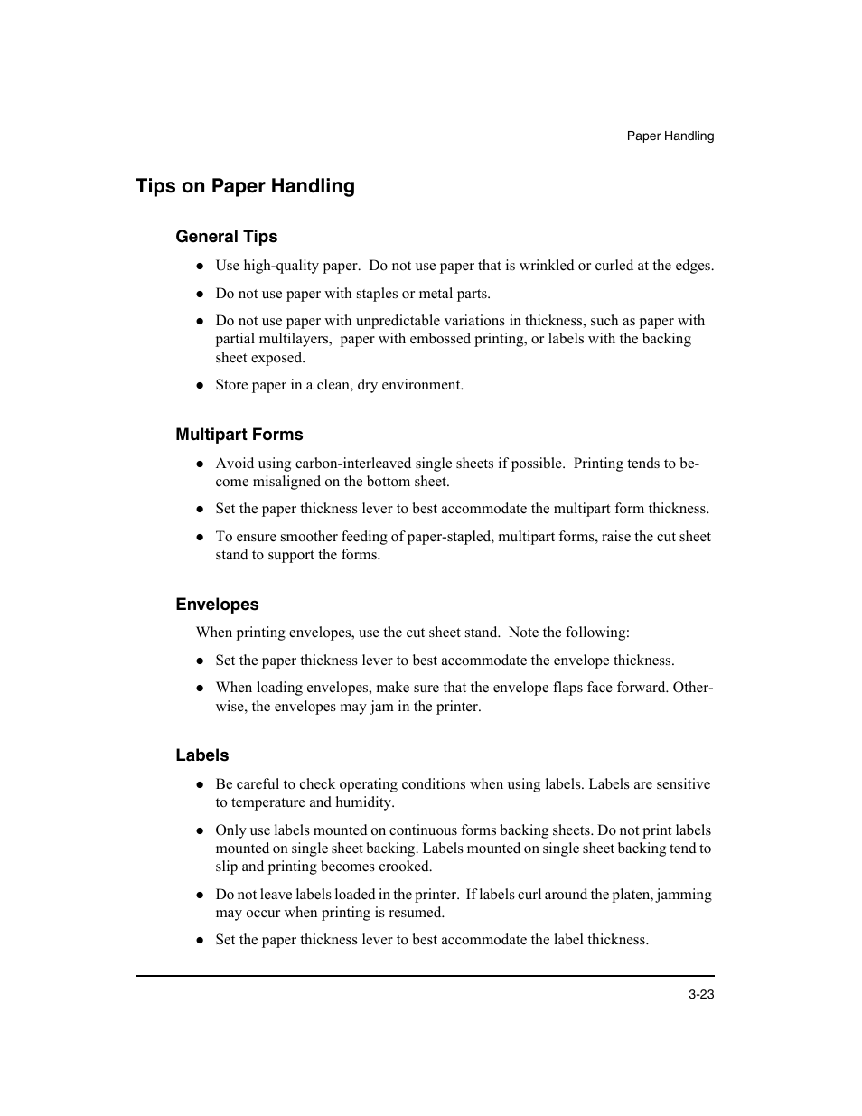 Tips on paper handling, General tips, Multipart forms | Envelopes, Labels | Dascom LA48N/LA48W User Guide User Manual | Page 55 / 206