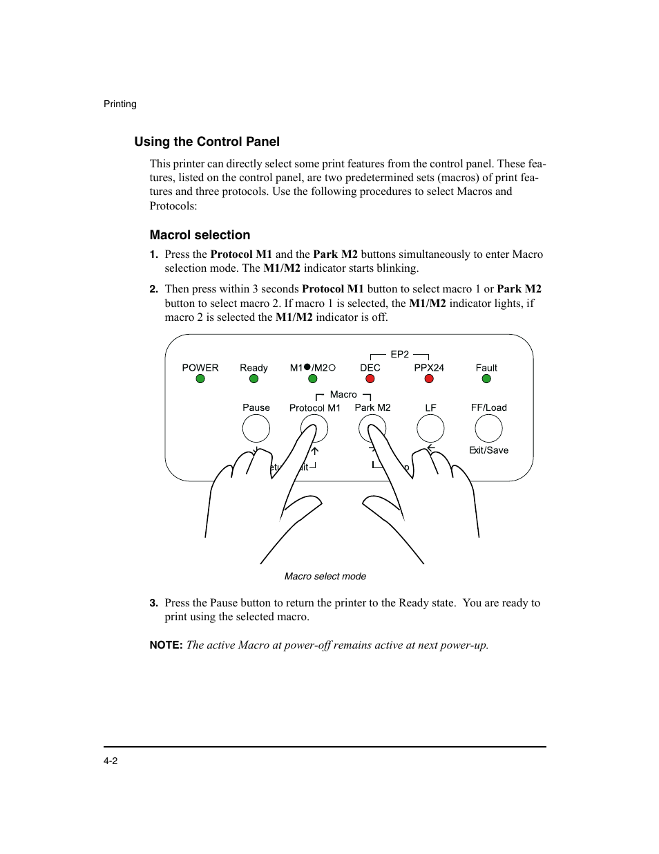 Using the control panel, Macrol selection | Dascom LA48N/LA48W User Guide User Manual | Page 58 / 206