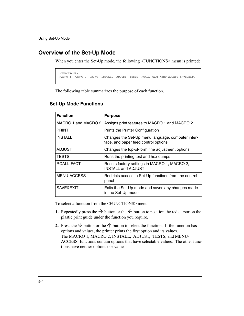 Overview of the set-up mode, Set-up mode functions | Dascom LA48N/LA48W User Guide User Manual | Page 70 / 206