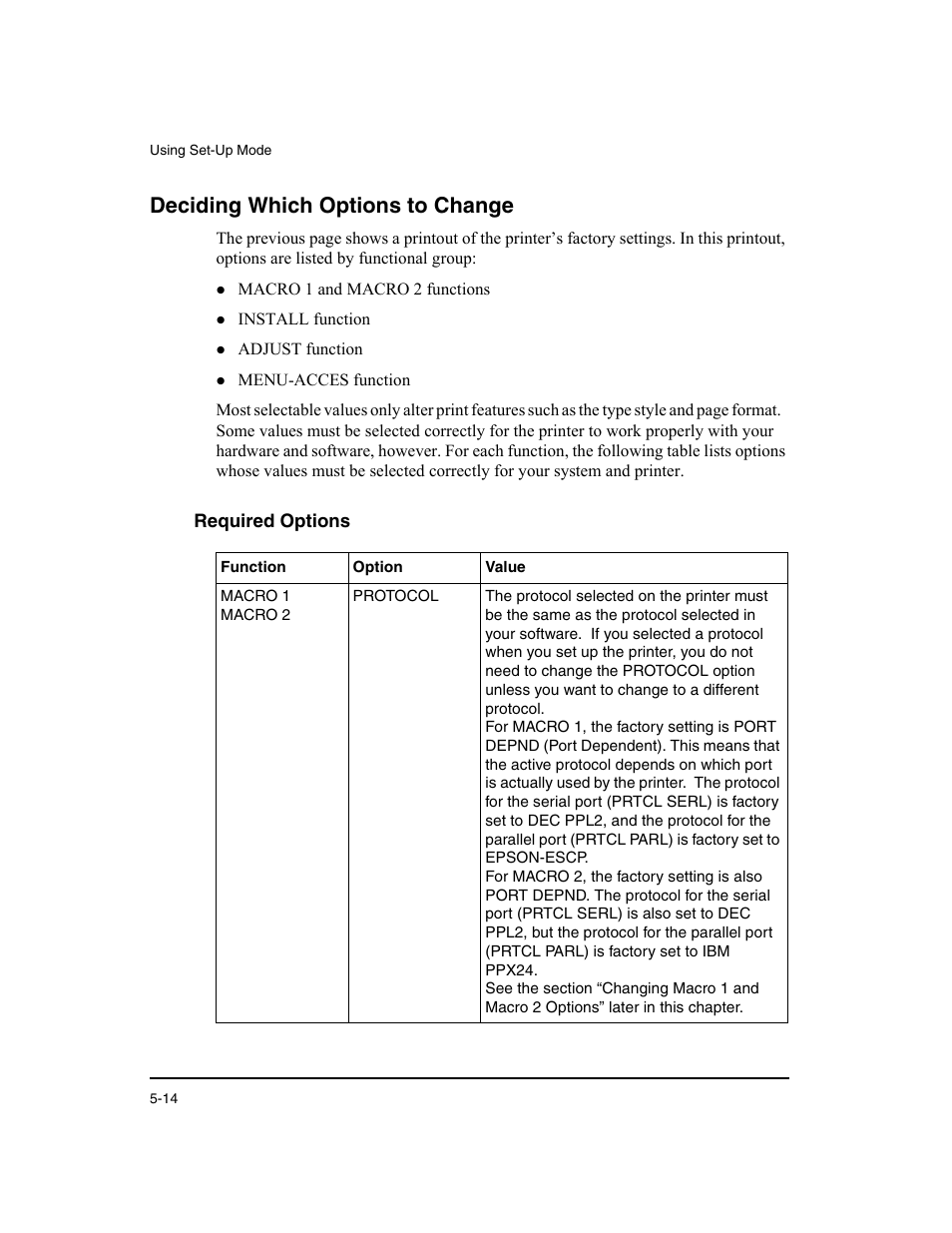 Deciding which options to change, Required options | Dascom LA48N/LA48W User Guide User Manual | Page 80 / 206