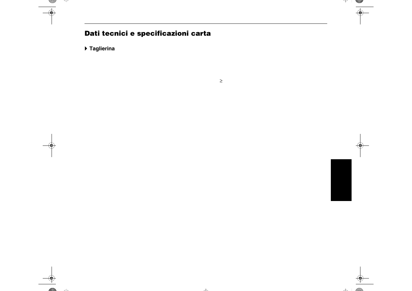 Dati tecnici e specificazioni carta | Dascom T2265+ Quick Installation Guide Cutting Device User Manual | Page 105 / 134