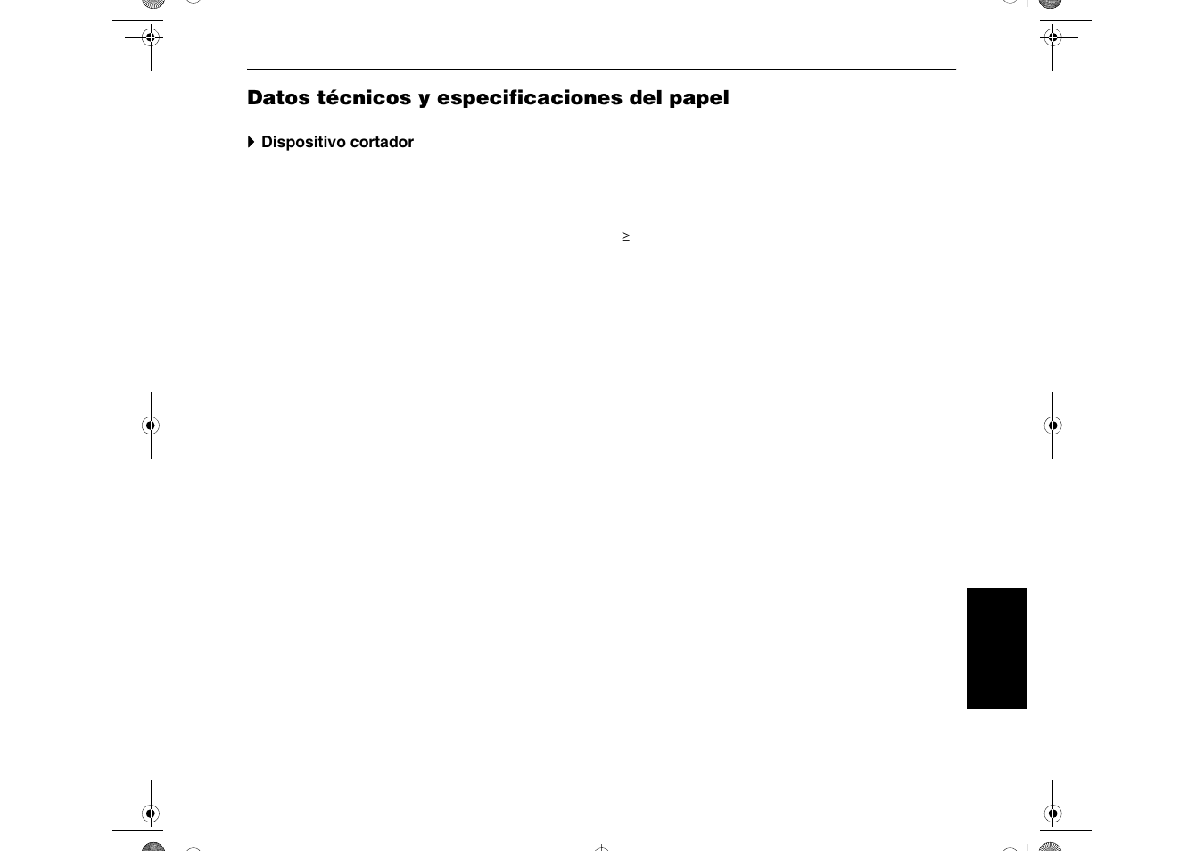 Datos técnicos y especificaciones del papel | Dascom T2265+ Quick Installation Guide Cutting Device User Manual | Page 131 / 134