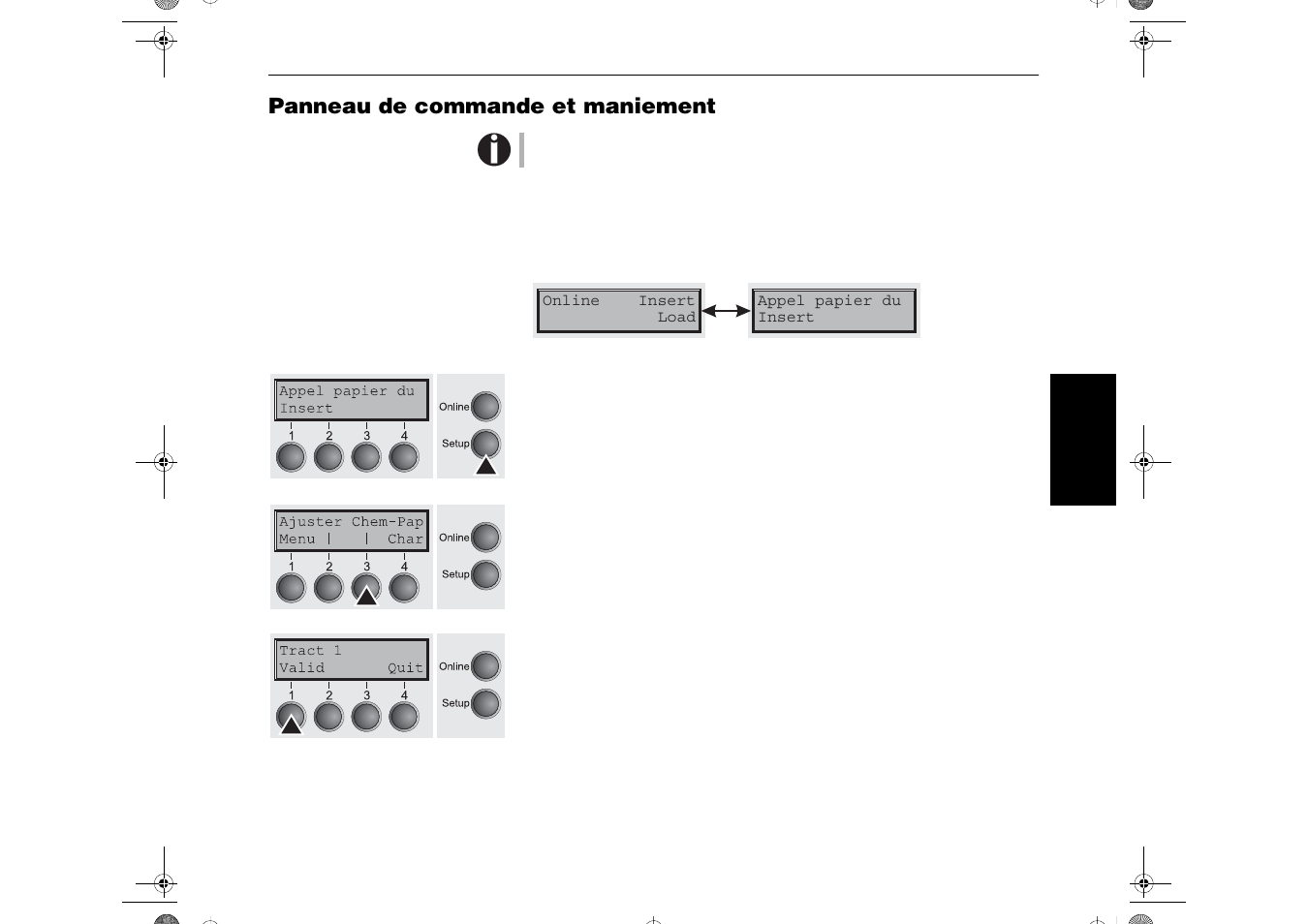 Panneau de commande et maniement | Dascom T2265+ Quick Installation Guide Cutting Device User Manual | Page 67 / 134