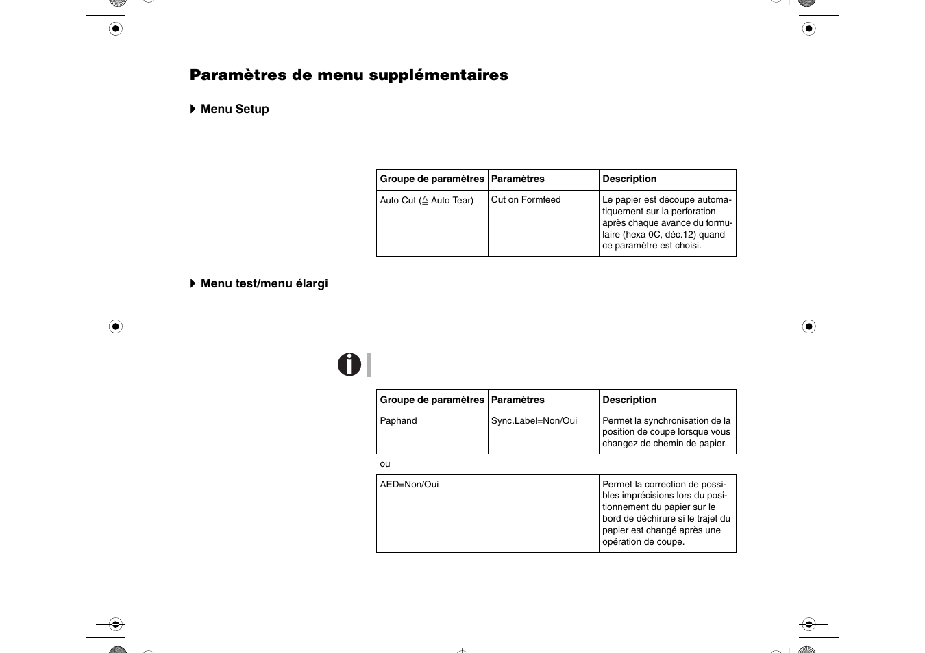 Paramètres de menu supplémentaires | Dascom T2265+ Quick Installation Guide Cutting Device User Manual | Page 76 / 134