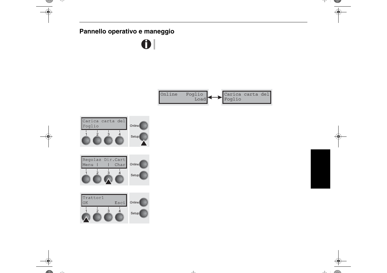 Pannello operativo e maneggio | Dascom T2265+ Quick Installation Guide Cutting Device User Manual | Page 93 / 134