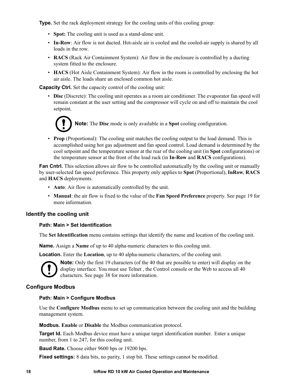 Identify the cooling unit, Configure modbus | APC IN ROW RD ACRD101 User Manual | Page 26 / 56