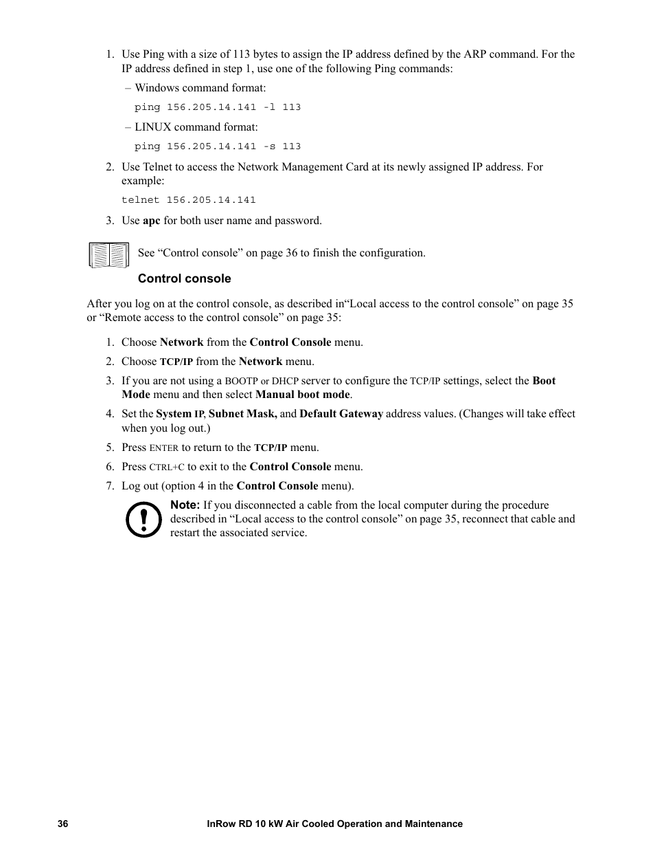 Control console | APC IN ROW RD ACRD101 User Manual | Page 44 / 56