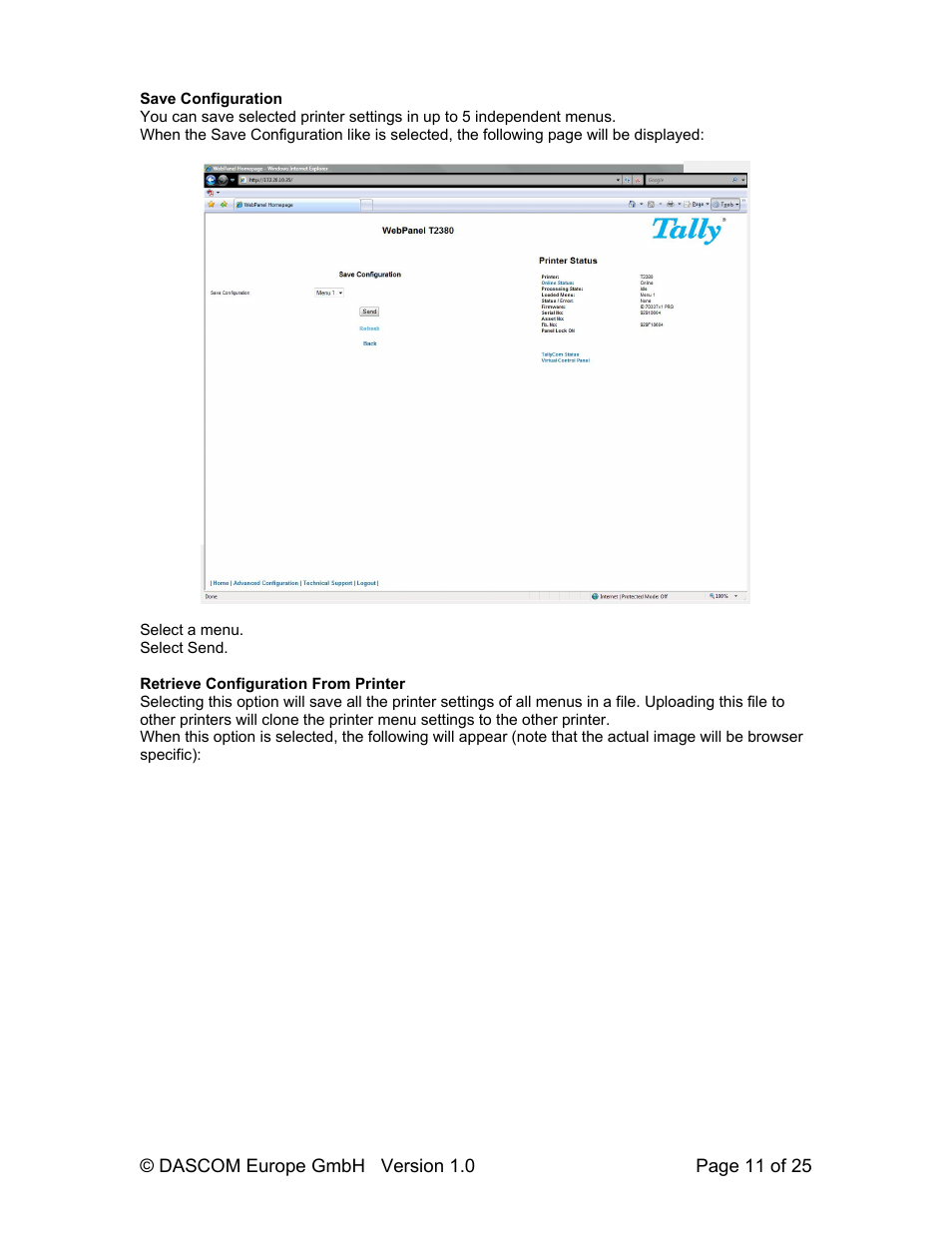 Dascom T2280+ Web Panel Description - ETH-INT User Manual | Page 11 / 25