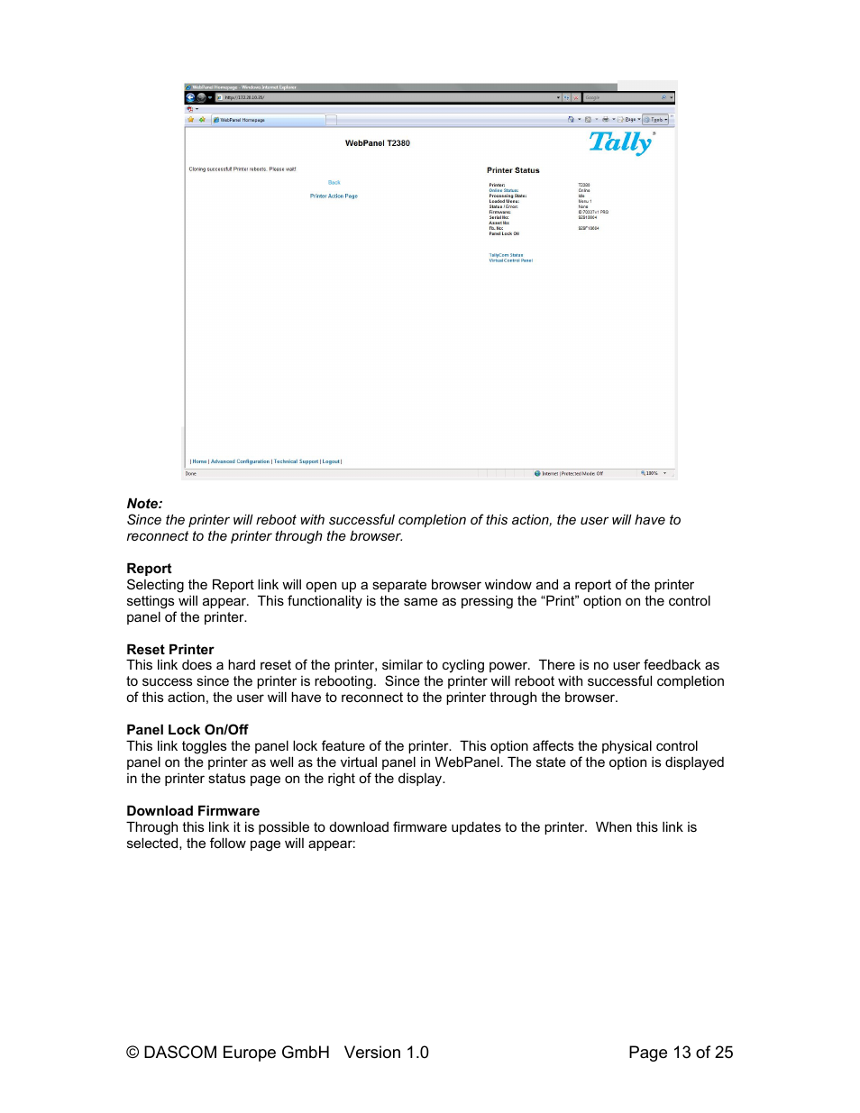 Dascom T2280+ Web Panel Description - ETH-INT User Manual | Page 13 / 25