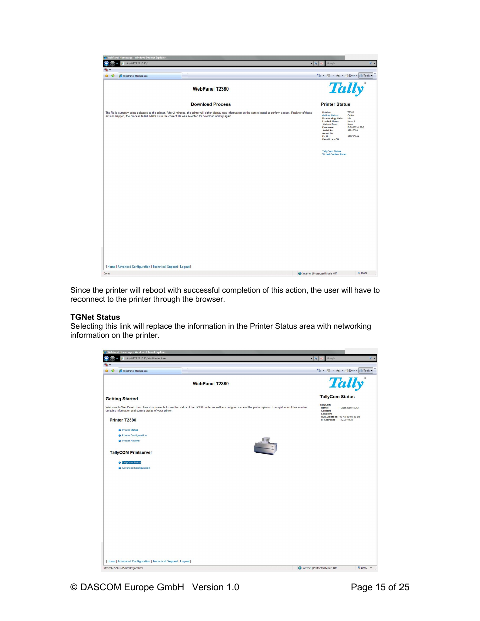 Dascom T2280+ Web Panel Description - ETH-INT User Manual | Page 15 / 25