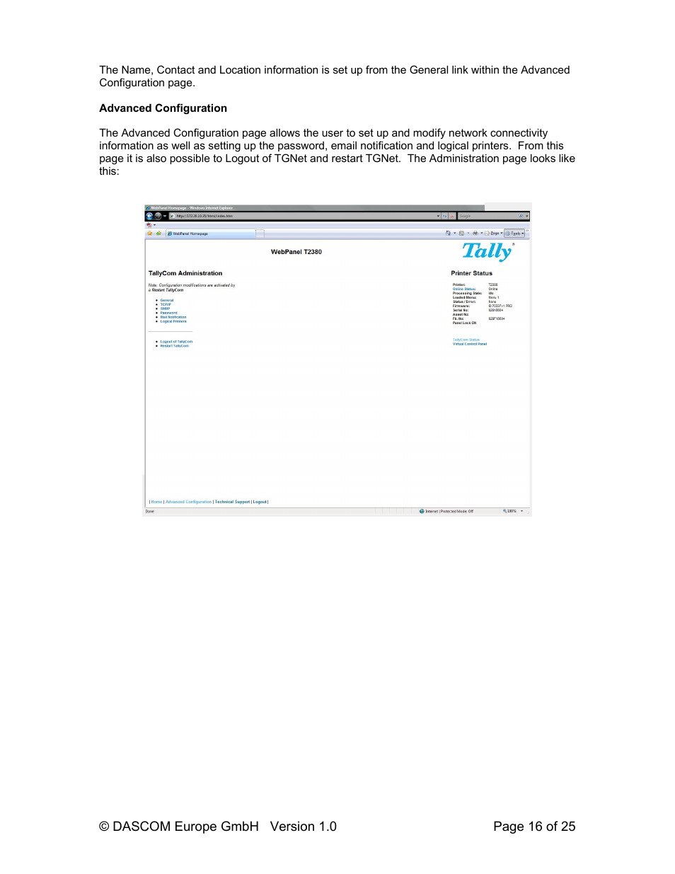 Dascom T2280+ Web Panel Description - ETH-INT User Manual | Page 16 / 25