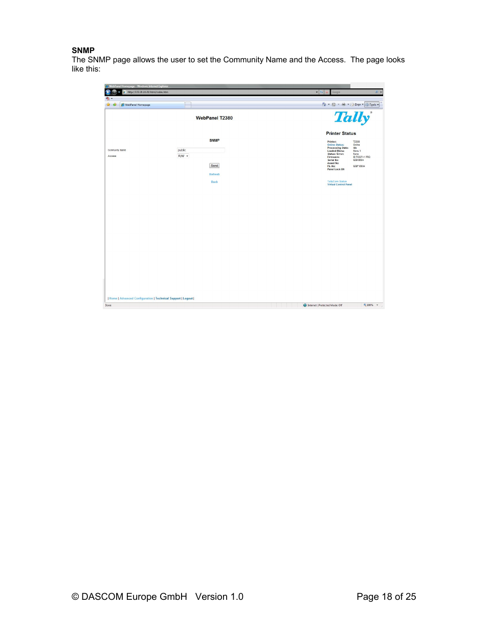 Dascom T2280+ Web Panel Description - ETH-INT User Manual | Page 18 / 25