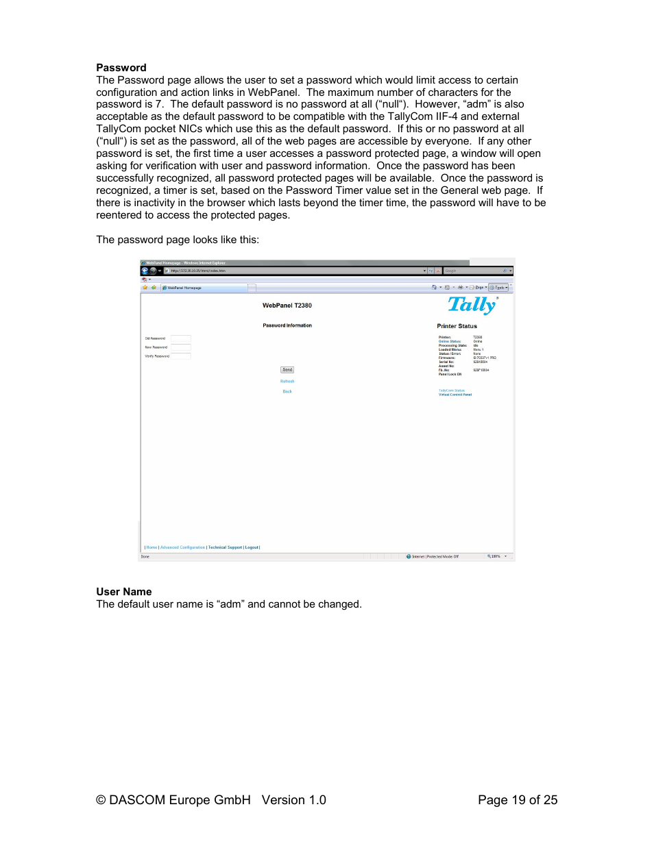 Dascom T2280+ Web Panel Description - ETH-INT User Manual | Page 19 / 25