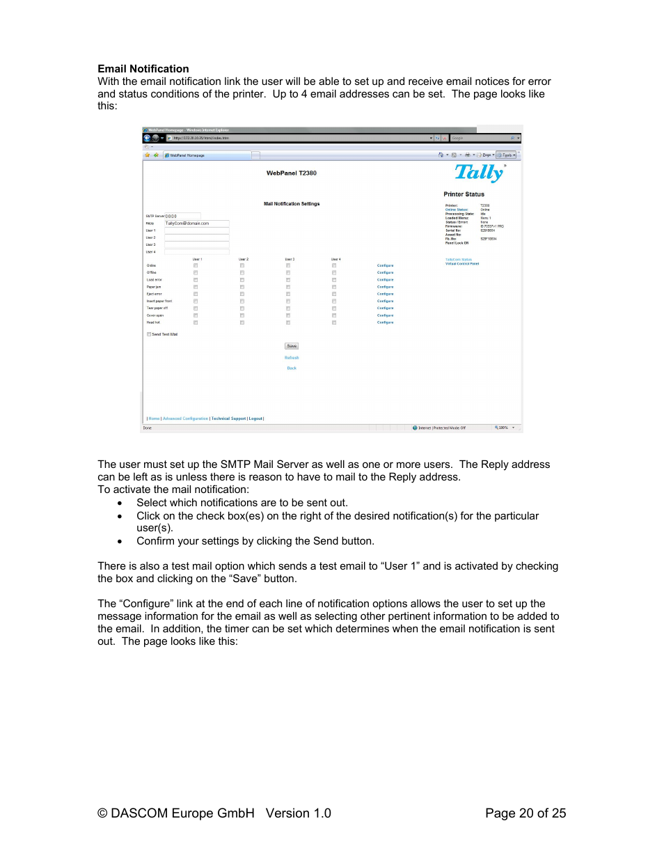 Dascom T2280+ Web Panel Description - ETH-INT User Manual | Page 20 / 25