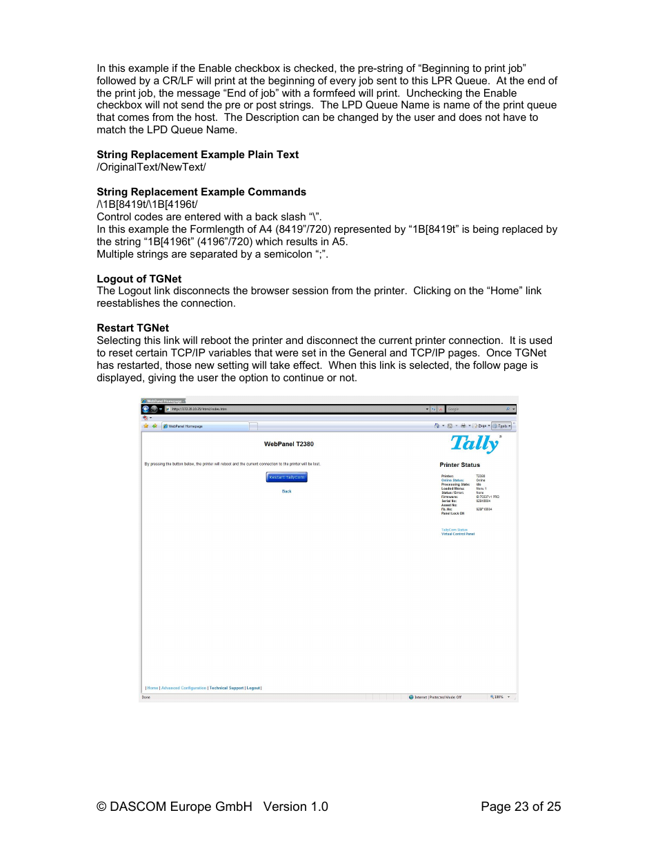 Dascom T2280+ Web Panel Description - ETH-INT User Manual | Page 23 / 25