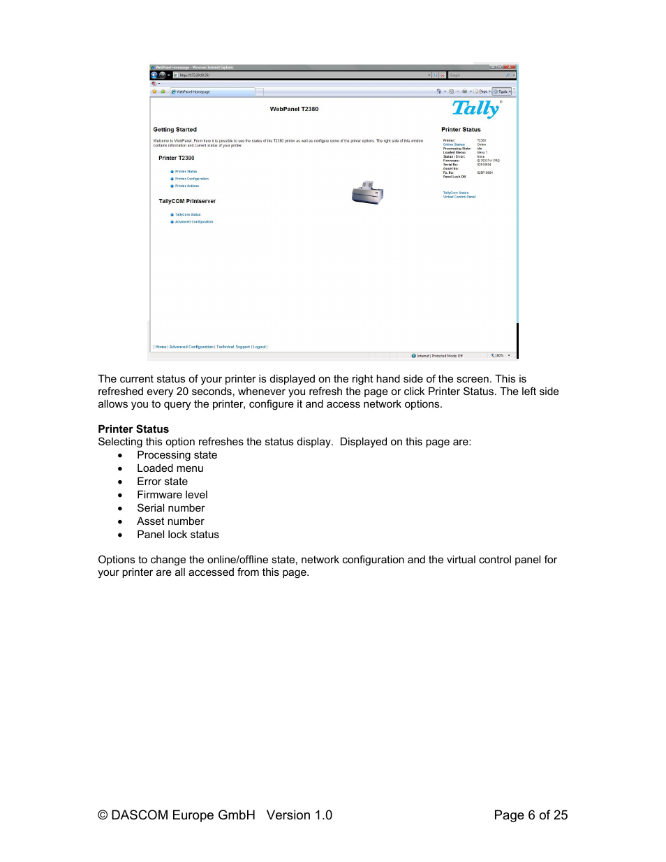 Dascom T2280+ Web Panel Description - ETH-INT User Manual | Page 6 / 25
