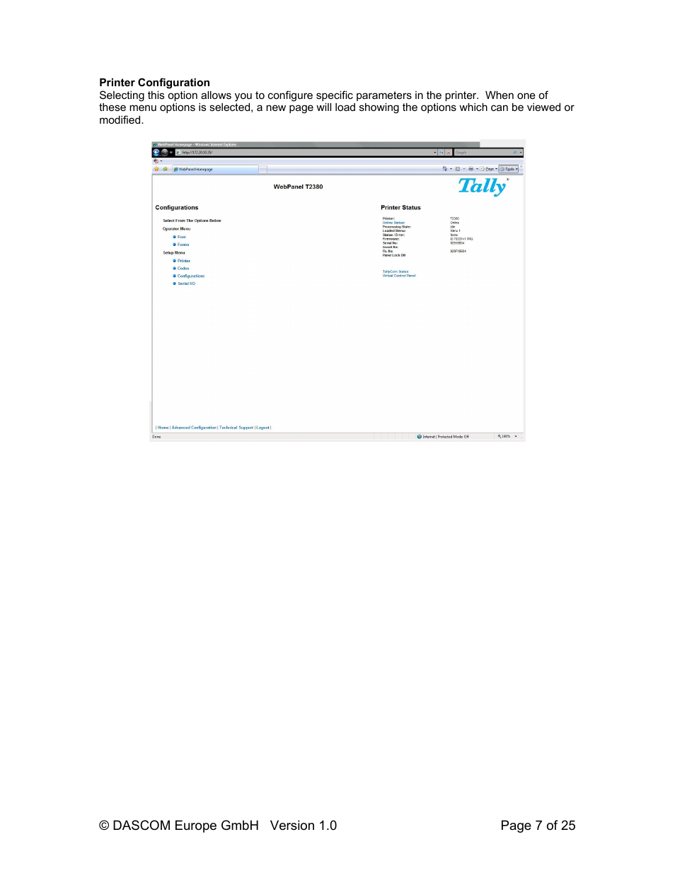 Dascom T2280+ Web Panel Description - ETH-INT User Manual | Page 7 / 25