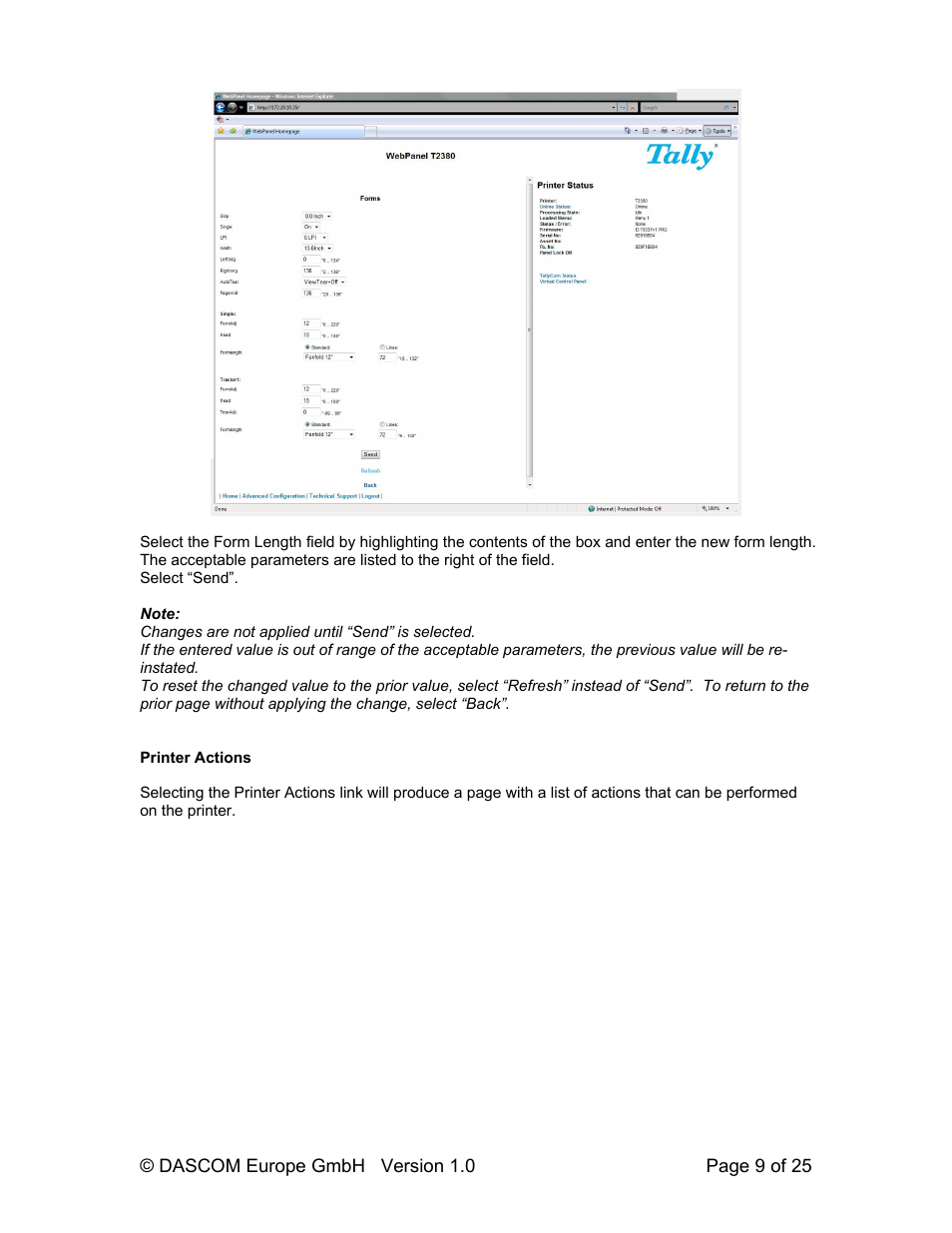 Dascom T2280+ Web Panel Description - ETH-INT User Manual | Page 9 / 25
