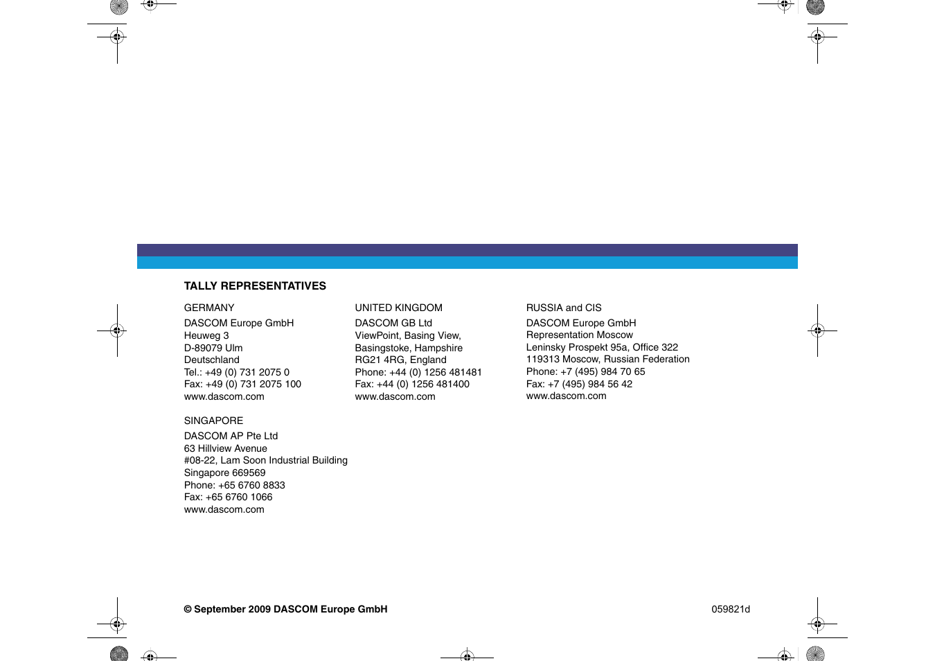 Dascom T2265+ Installation Sheet Face Down User Manual | Page 54 / 54