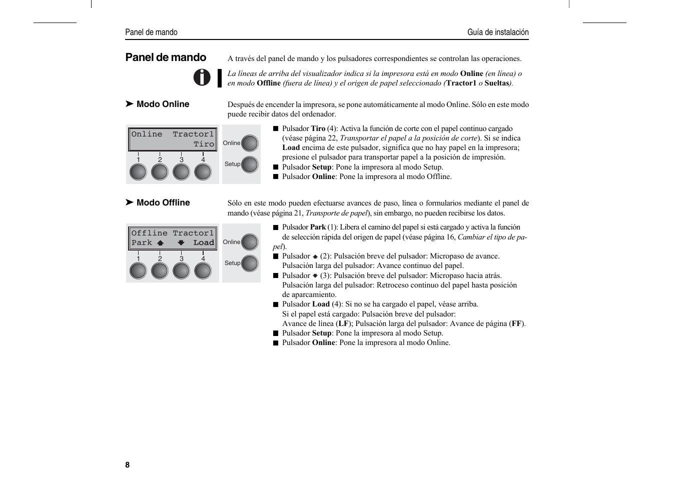 Panel de mando | Dascom T2280+2T Quick Start Guide User Manual | Page 122 / 144