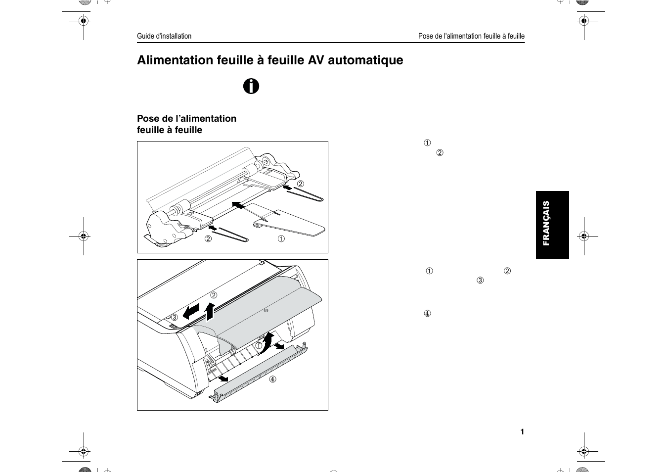 Alimentation feuille à feuille av automatique | Dascom T2280+ User Guide Automatic Sheet Feeder, Front User Manual | Page 11 / 24