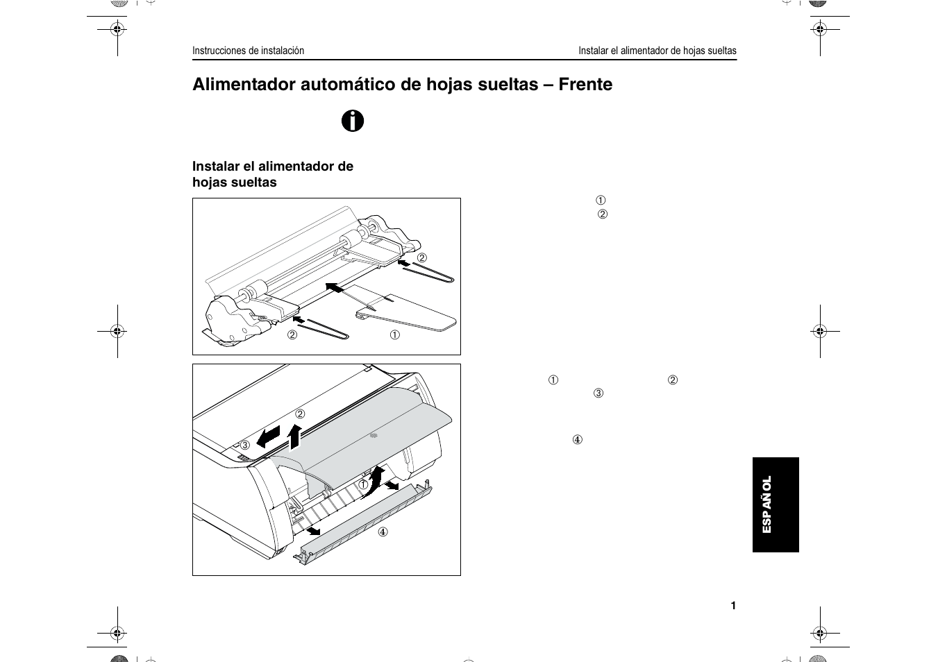 Alimentador automático de hojas sueltas – frente | Dascom T2280+ User Guide Automatic Sheet Feeder, Front User Manual | Page 19 / 24