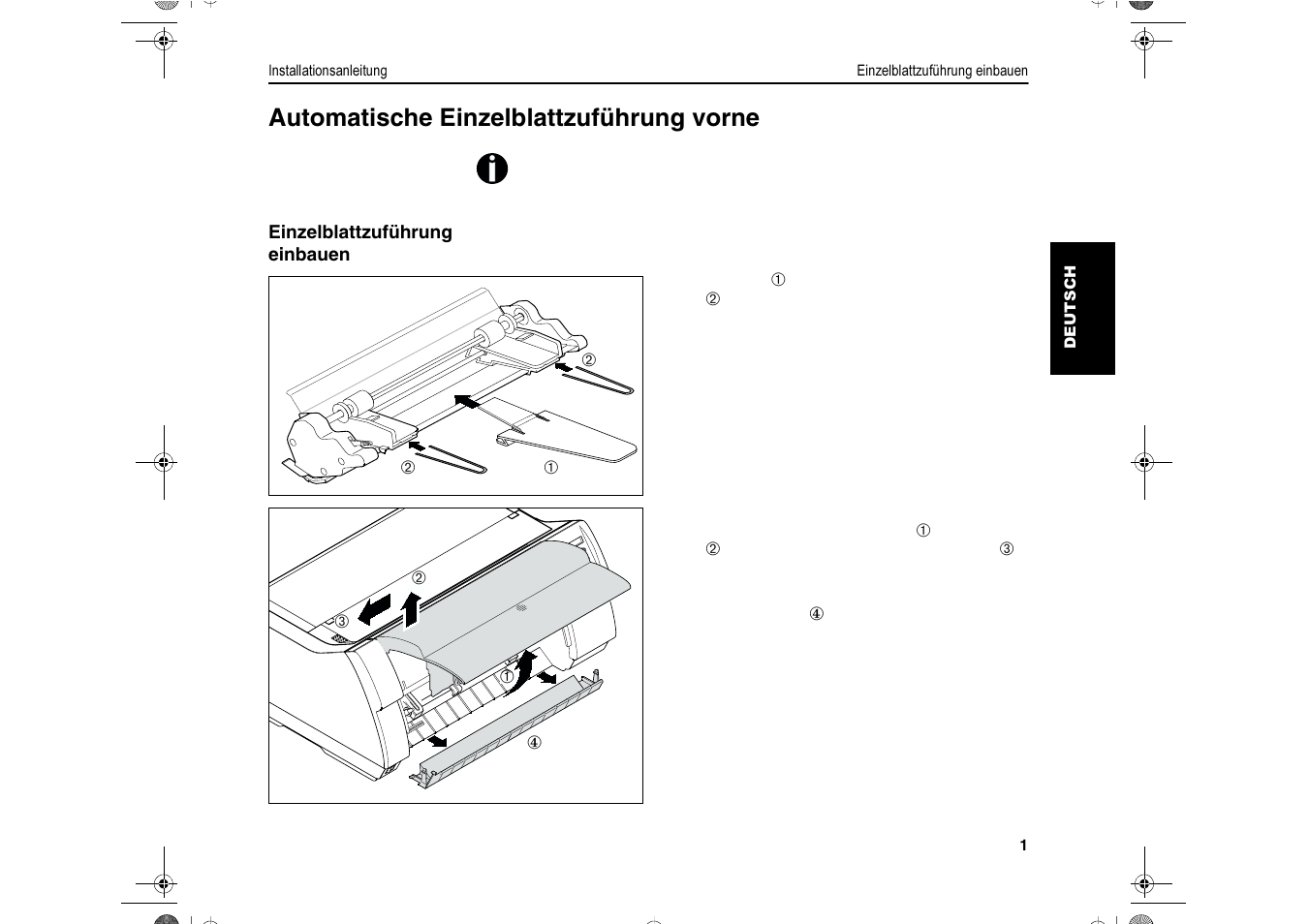 Automatische einzelblattzuführung vorne | Dascom T2280+ User Guide Automatic Sheet Feeder, Front User Manual | Page 7 / 24