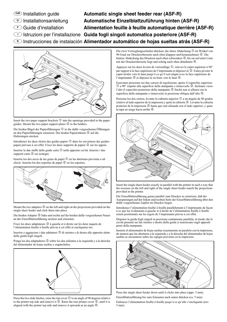 Dascom T2150 Installation Guide Automatic Sheet Feeder Rear User Manual | 2 pages