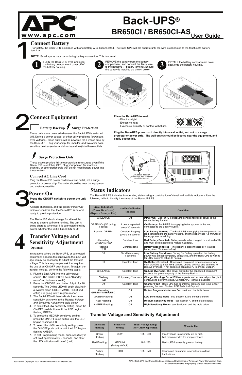 APC BACK-UPS BR650CI User Manual | 2 pages